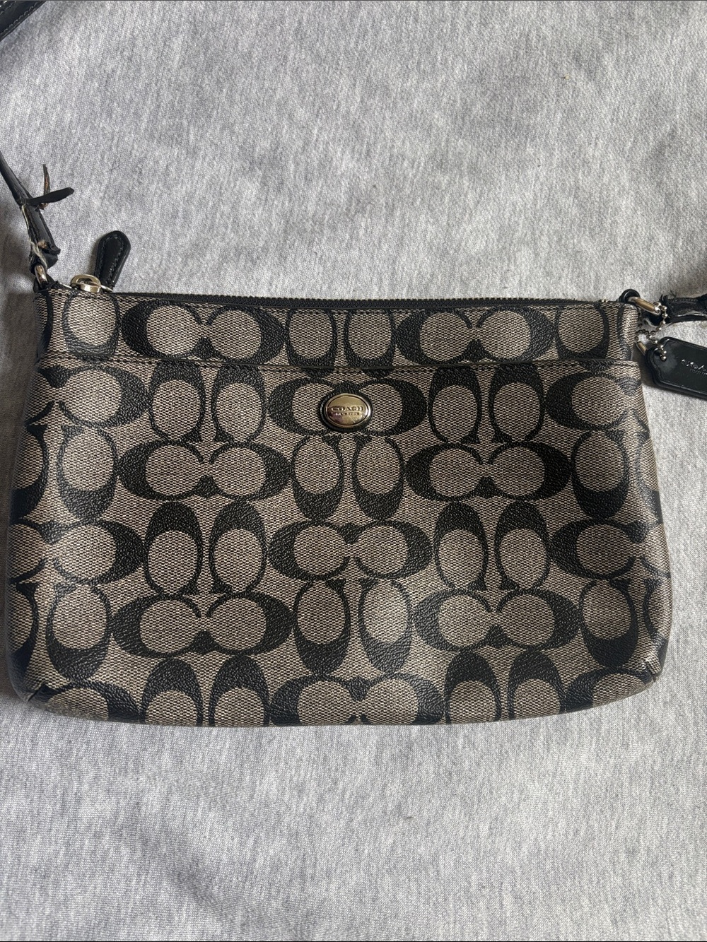 Coach Monogram Crossbody Bag in Brown and Black